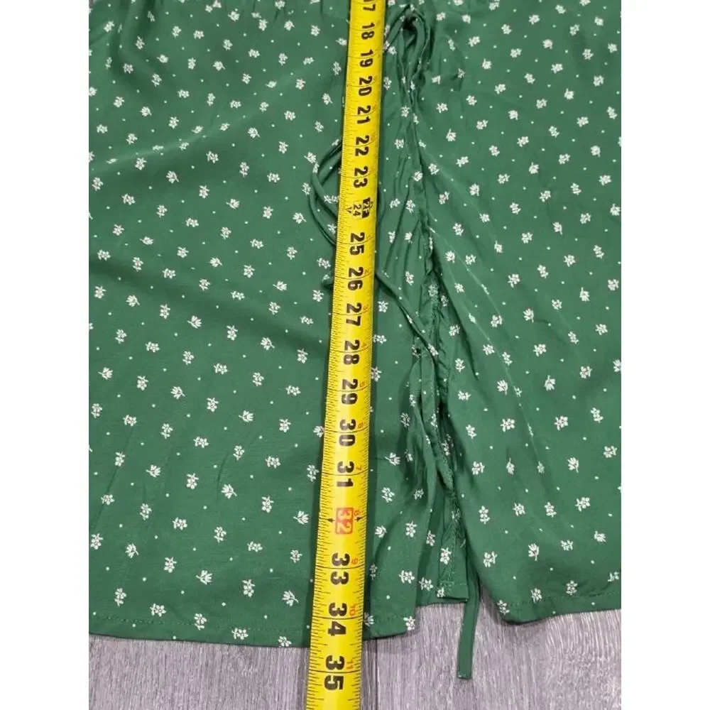 REFORMATION Jeans Green Floral Print V-Neck Tencel Mini-Dress Small A004980 - Picture 4 of 8